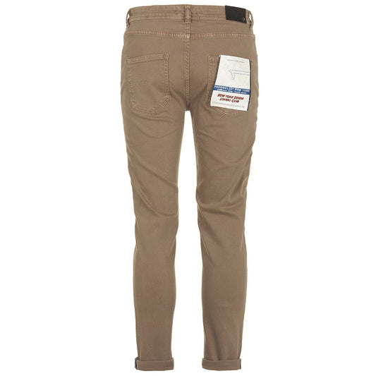 Elegant Brown Cotton Denim Trousers