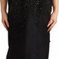 Black Embellish Sleeveless Ribbon Floor Length Dress