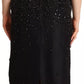 Black Embellish Sleeveless Ribbon Floor Length Dress