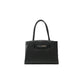 Chic Ebony Tote with Silver Logo Accent