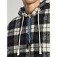 Black Cashmere Men Sweater with Checked Pattern