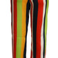 Multicolor Striped Mid Waist Straight Pants