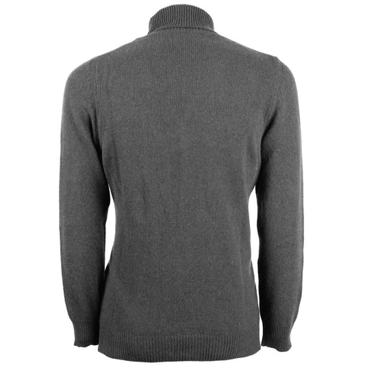 Elegant Gray Cashmere Turtleneck Sweater