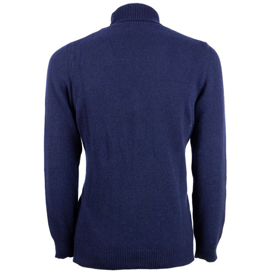 Blue Cashmere Men Turtleneck Sweater