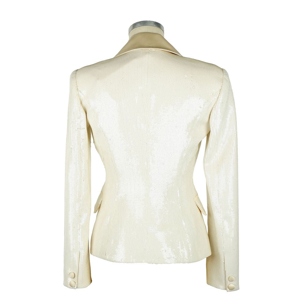 White Polyester Women Blazer