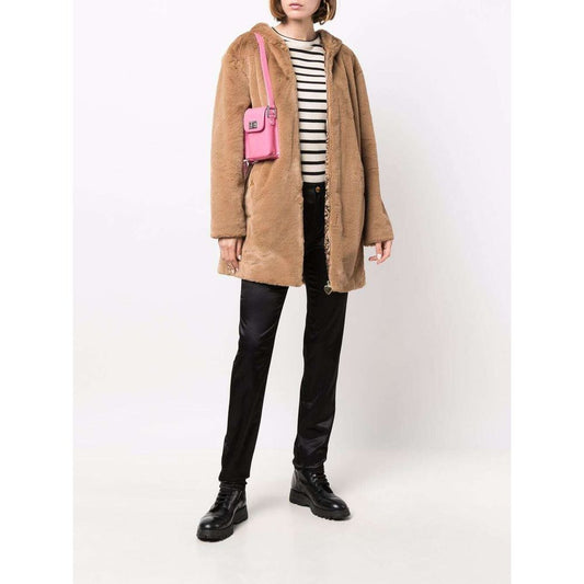 Beige Polyester Women Coat