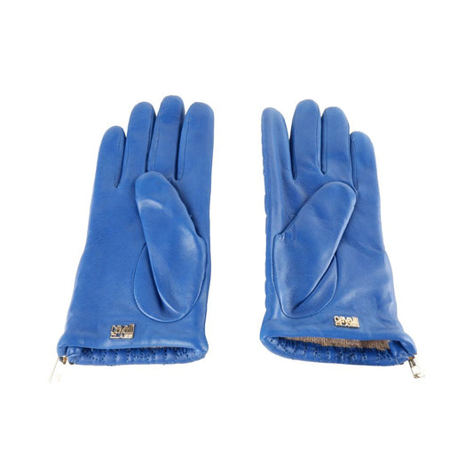 Blue Lambskin Women Glove