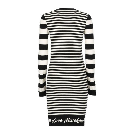 Elegant Striped Knit Dress with Long Sleeves