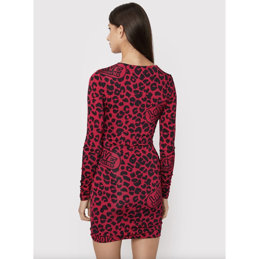 Chic Leopard Texture Dress in Pink and Black