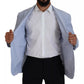 Blue Striped Single Breasted Formal Coat Blazer