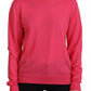 Pink Solid Long Sleeve Turtle Neck Casual Sweater