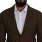 Green Single Breasted Men Coat Blazer Jacket