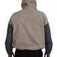 Brown Gray Sleeves Hooded Full Zip Jacket