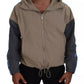 Brown Gray Sleeves Hooded Full Zip Jacket