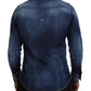 Blue Washed Goth Surfer Print Men Denim Shirt