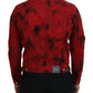 Red Black Tie Dye Collared Men Denim Jacket