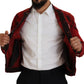 Red Black Tie Dye Collared Men Denim Jacket