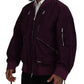 Purple Polyester Full Zipper Bomber Jacket