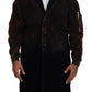 Brown Full Button Men Long Coat Cotton Jacket