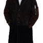 Brown Full Button Men Long Coat Cotton Jacket