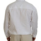 White Cotton Collared Casual Men Long Sleeves Jacket