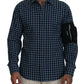 Multicolor Black Arm Plaid Men Long Sleeves Shirt