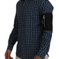 Multicolor Black Arm Plaid Men Long Sleeves Shirt