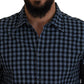 Multicolor Black Arm Plaid Men Long Sleeves Shirt