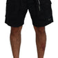 Black Cotton Cargo Boxer Above Knee Shorts