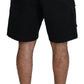 Black Cotton Cargo Boxer Above Knee Shorts