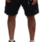 Black Cotton Cargo Boxer Above Knee Shorts