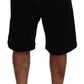 Black Solid Pull On Men Casual Bermuda Shorts