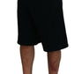 Black Solid Pull On Men Casual Bermuda Shorts