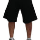 Black Solid Pull On Men Casual Bermuda Shorts