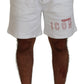 White Printed Pull On Men Casual Bermuda Shorts