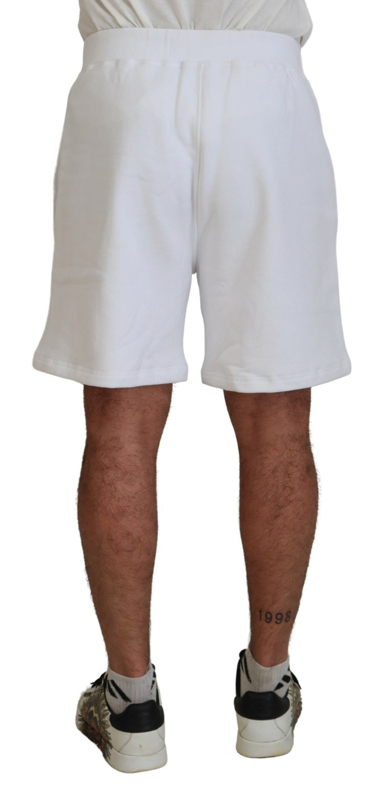 White Printed Pull On Men Casual Bermuda Shorts