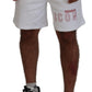 White Printed Pull On Men Casual Bermuda Shorts