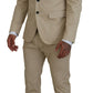 Beige Cotton Single Breasted 2 Piece CIPRO Suit