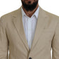 Beige Cotton Single Breasted 2 Piece CIPRO Suit