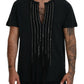 Black Chain Embellished Cotton Short Sleeve T-shirt