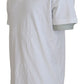 White Cotton Linen Short Sleeves V-neck T-shirt