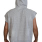 Light Gray Cotton Short Sleeves Hooded T-shirt