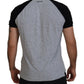 Gray Black Cotton Short Sleeves Collared T-shirt