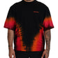 Black Orange Cotton Short Sleeves Crewneck T-shirt