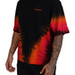 Black Orange Cotton Short Sleeves Crewneck T-shirt