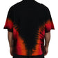 Black Orange Cotton Short Sleeves Crewneck T-shirt