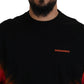 Black Orange Cotton Short Sleeves Crewneck T-shirt