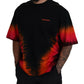 Black Orange Cotton Short Sleeves Crewneck T-shirt