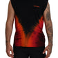 Black Orange Cotton Sleeveless Tank T-shirt