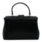 Black Leather Top Handle Shoulder Bag